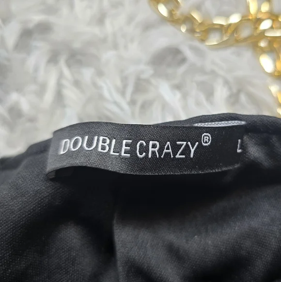 Double Crazy Black Sequin Mini Dress with Gold Straps Size Large - Picture 4 of 5